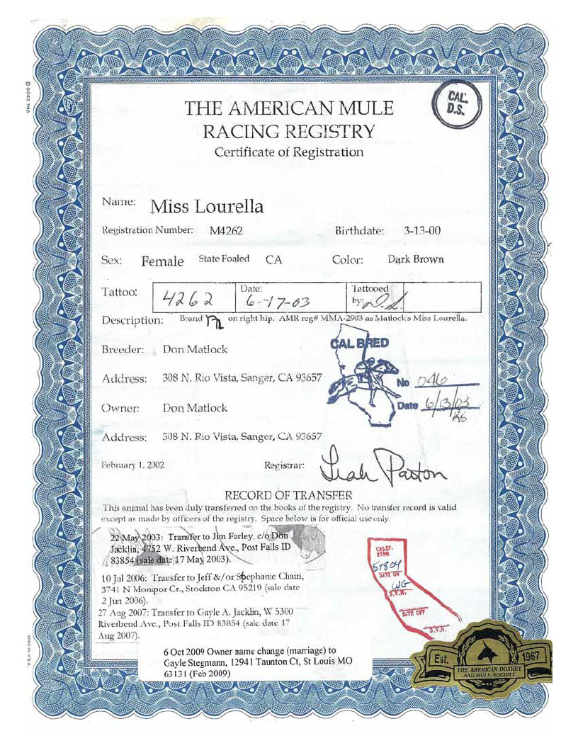 Miss Lourella's Registration